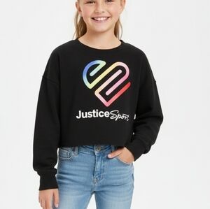Justice Black Fleece Crop Top Size M